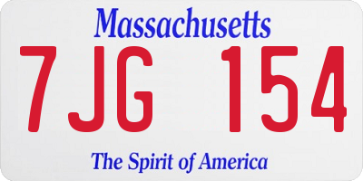 MA license plate 7JG154