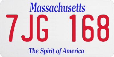 MA license plate 7JG168