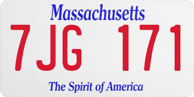 MA license plate 7JG171