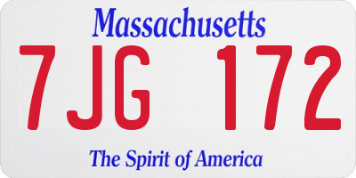 MA license plate 7JG172