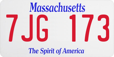 MA license plate 7JG173