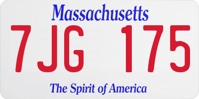 MA license plate 7JG175