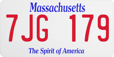 MA license plate 7JG179