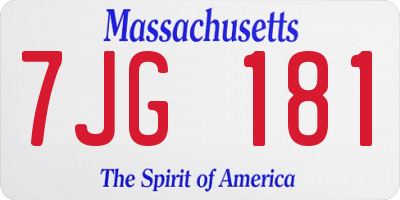 MA license plate 7JG181