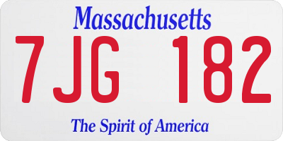 MA license plate 7JG182