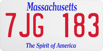 MA license plate 7JG183