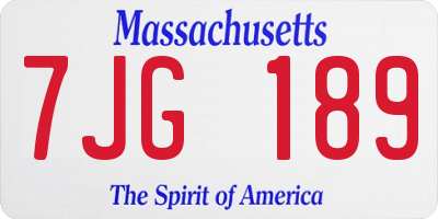 MA license plate 7JG189