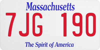 MA license plate 7JG190