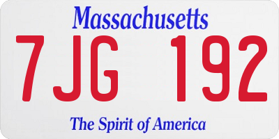 MA license plate 7JG192