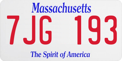 MA license plate 7JG193