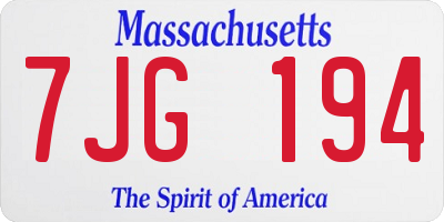 MA license plate 7JG194