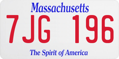 MA license plate 7JG196
