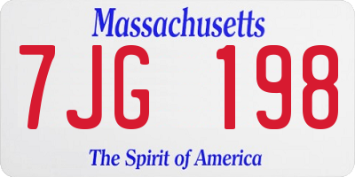 MA license plate 7JG198