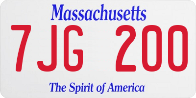 MA license plate 7JG200