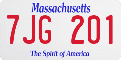 MA license plate 7JG201