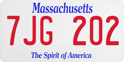 MA license plate 7JG202