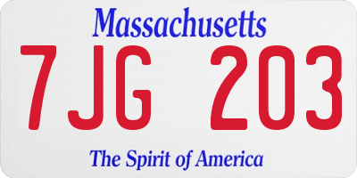 MA license plate 7JG203