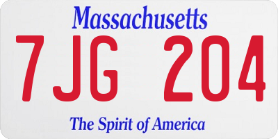 MA license plate 7JG204