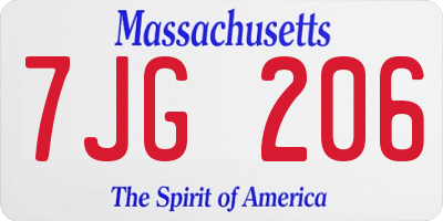 MA license plate 7JG206
