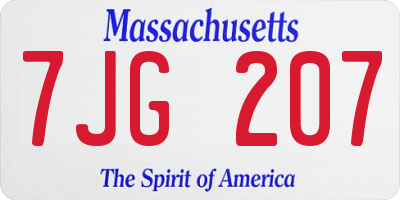 MA license plate 7JG207
