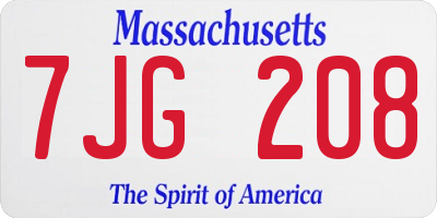 MA license plate 7JG208