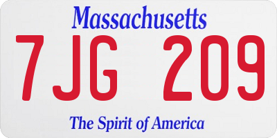 MA license plate 7JG209