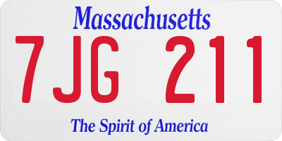 MA license plate 7JG211