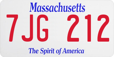 MA license plate 7JG212