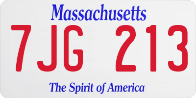 MA license plate 7JG213