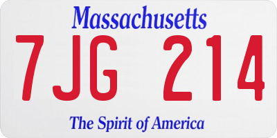 MA license plate 7JG214