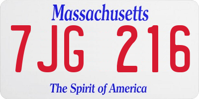 MA license plate 7JG216