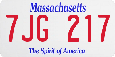 MA license plate 7JG217