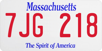 MA license plate 7JG218