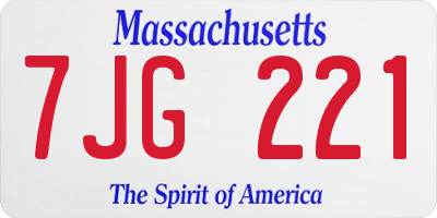 MA license plate 7JG221