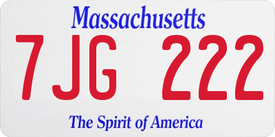 MA license plate 7JG222