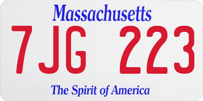 MA license plate 7JG223