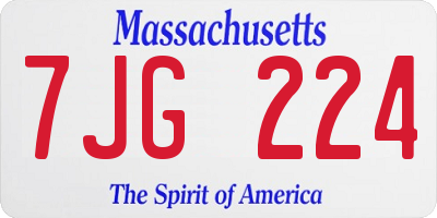 MA license plate 7JG224