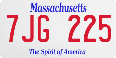 MA license plate 7JG225