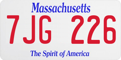 MA license plate 7JG226