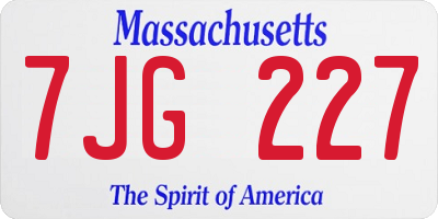 MA license plate 7JG227