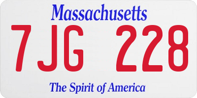 MA license plate 7JG228