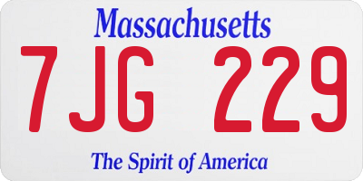 MA license plate 7JG229