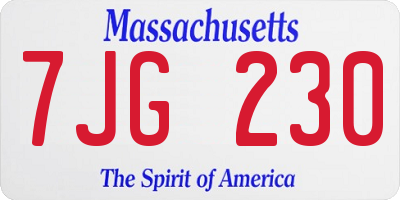 MA license plate 7JG230