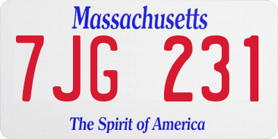 MA license plate 7JG231