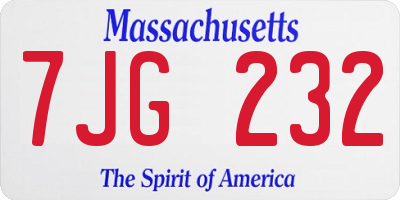 MA license plate 7JG232