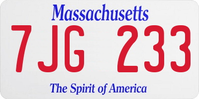 MA license plate 7JG233