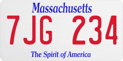 MA license plate 7JG234