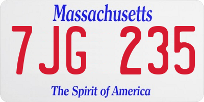 MA license plate 7JG235