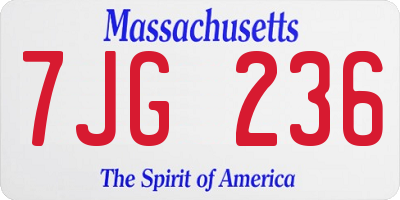 MA license plate 7JG236