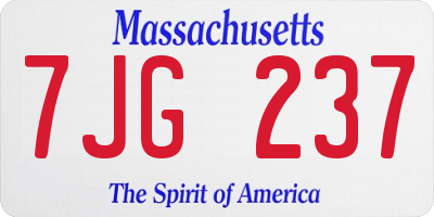 MA license plate 7JG237